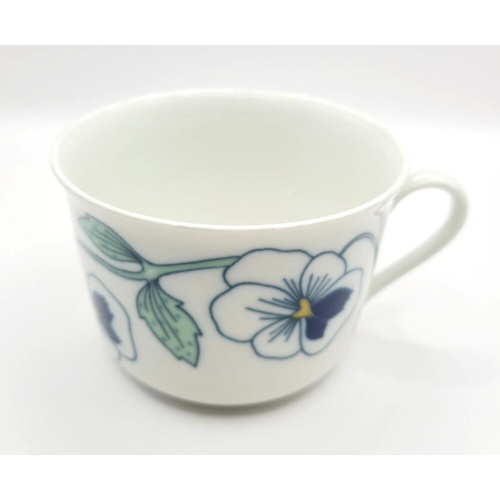 Rorstrand Mug MCM Sylvia Pattern Floral Coffee Cup W/ Handle Blue Pansies *Fair*
